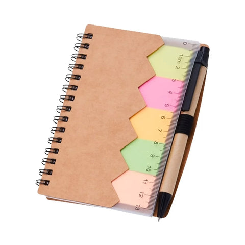 Bloco de Anotações com Autoadesivos e Caneta Preta